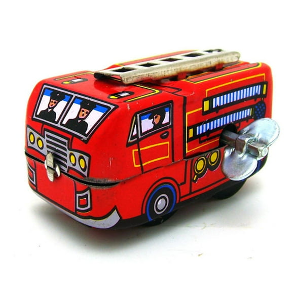 Pisexur Baby Toys Tinplate Nostalgic Clockwork Chain Toy Photography Prop Fire Truck MS261 Baby Dolls,Car Toys for 3-5 Years Boys Girls
