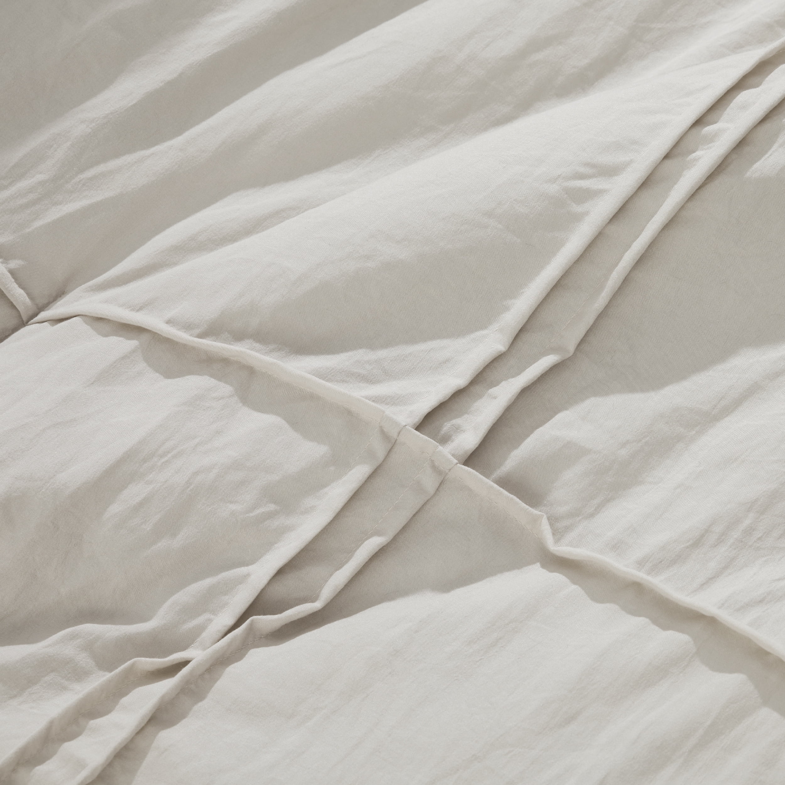 Cozy Comfort Beige Queen Comforter Set - 4 Pieces Grid Pleated Bed Set, Down Alternative Bedding Sets for All Season, 1 Comforter, 2 Pillowcases, 1 Decorative Pillow