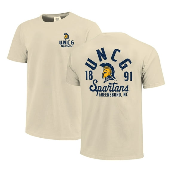 Men's Cream UNCG Spartans Comfort Colors Mascot Overlay T-Shirt
