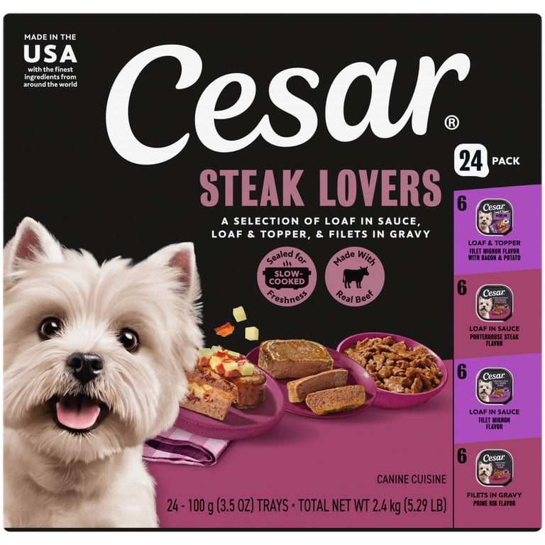 Cesar Steak Lovers Variety Pack With Real Meat Adult Wet Dog Food