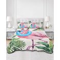 thumbnail image 3 of Summer Pink Flamingo Twin XL Size Down Alternative Comforter, Lightweight Comforter Quilt Bedding Set with Pillow Shams Beach Tropical Palm Leaves All Seasons Bed Comforter Duvet Insert 68"x98", 3 of 7