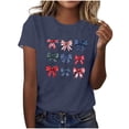 thumbnail image 2 of Mifsaly 4Th of July Cotton T-Shirts Women Red White and Blue Bows Graphic Patriotic Tees Crewneck Short Sleeve Independence Day Summer Top L, 2 of 4