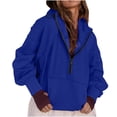 thumbnail image 2 of 2025 New Fashion Plus Size European And American Women's Solid Color Loose Long Sleeved V-neck Sweatshirt Long Sleeved V-neck Top/shirt, 2 of 9