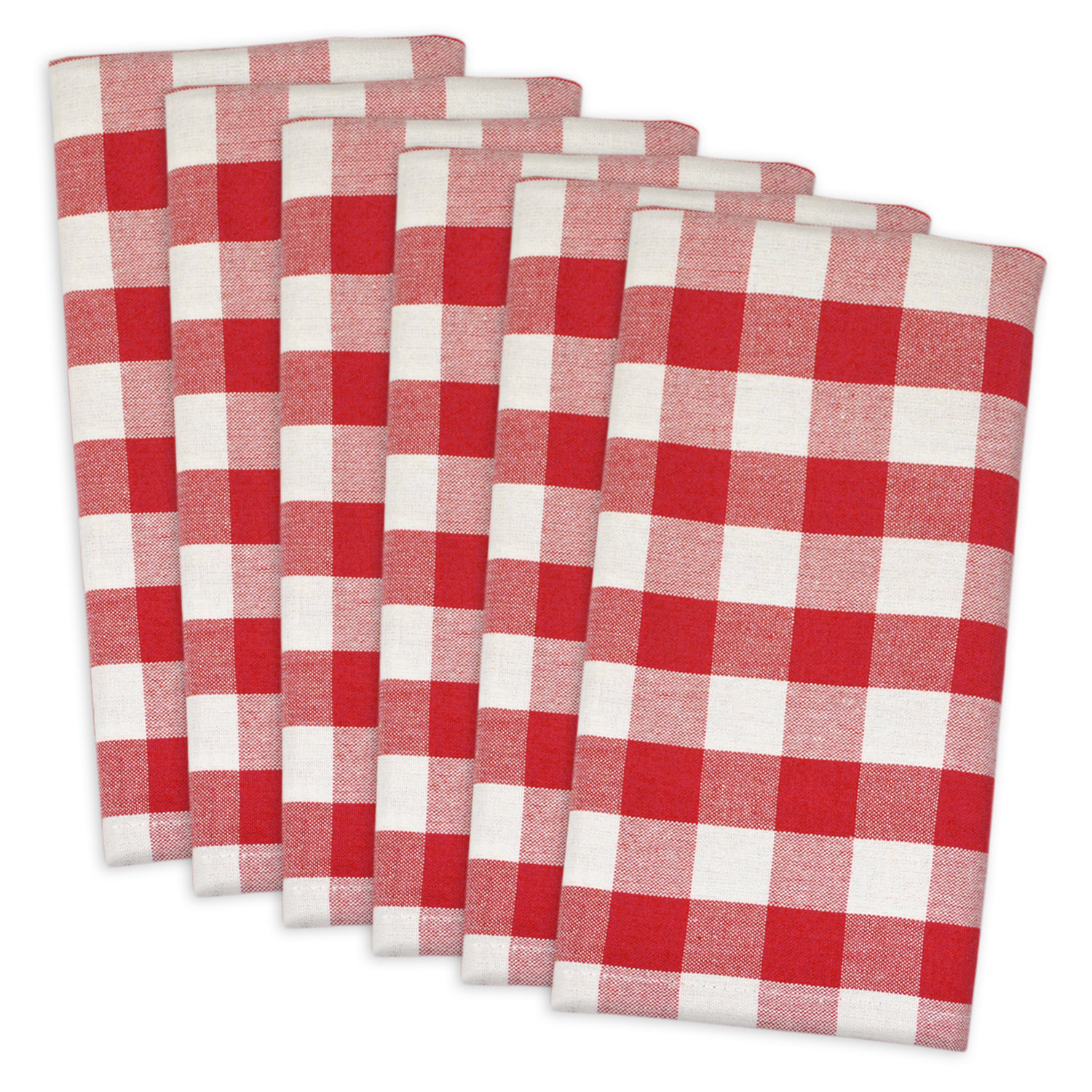 Set of 6 Red and White Checked Square Napkins 20”