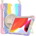 thumbnail image 1 of iPad 10.2 Case 2021 iPad 9th/2020 iPad 8th/2019 iPad 7th Generation Case, Rugged Heavy Duty Shockproof Rotatable Kickstand Protective Cover for 10.2" iPad 9th/8th/7th Gen -Colorfulpink, 1 of 8