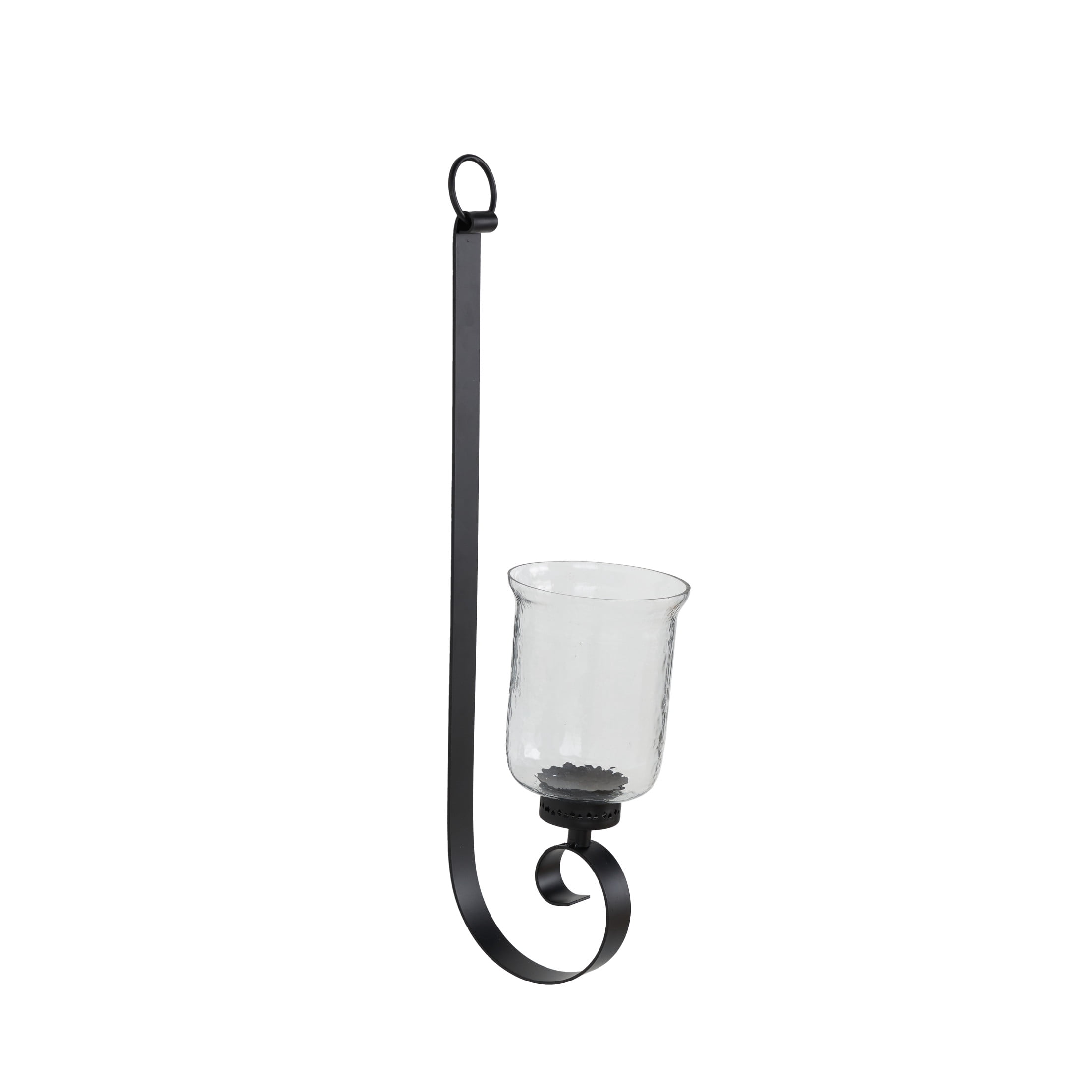 DecMode Black Metal Scroll Handmade Pillar Wall Sconce