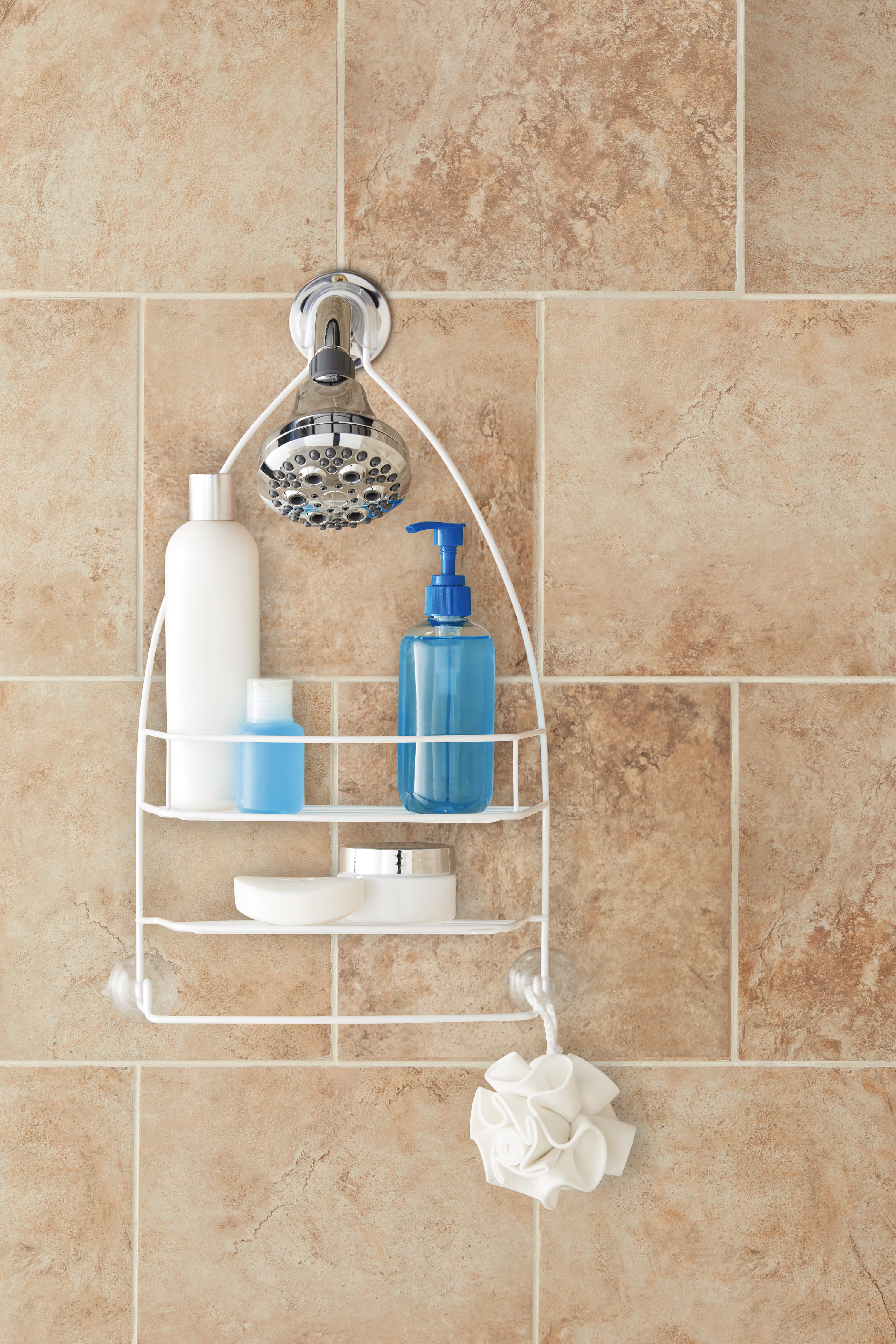 White Shower Caddy with 1 Shelf, Mainstays over the Showerhead - image 2 of 8