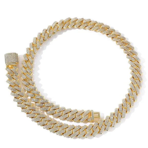 AIXZETHY Cuban Link Chain Mens Iced Out Miami Cuban Necklace Gold/Silver/Rose Gold Bling Diamond Hip Hop Jewelry for Women