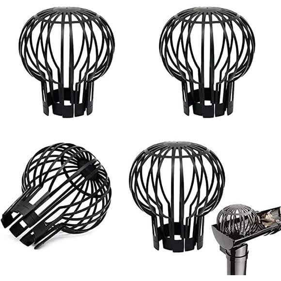 nipocaio 4 Pieces Gutter Filter Anti Leaf Gutter Plastic Gutter Protectors Leaves Gutter Filter for Eaves Ditch Sewer Black