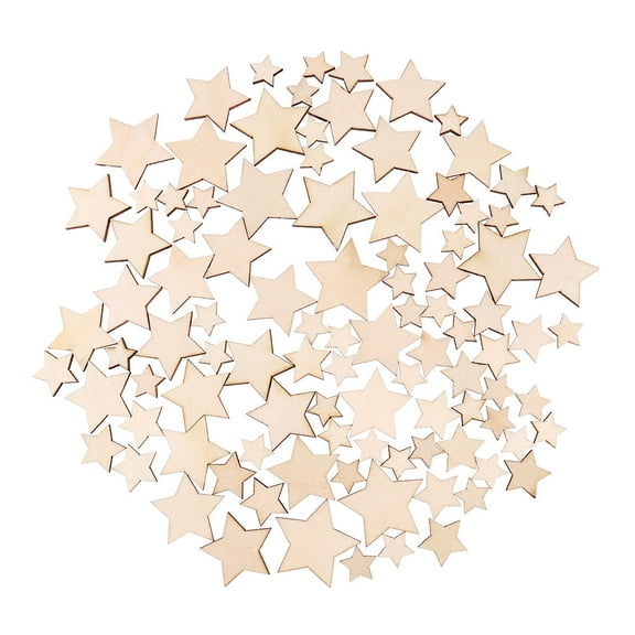 COSMOBETTY Burlywood Small Wood Stars For Crafts Special Events 100Pcs