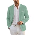 thumbnail image 3 of FGVCTG Mens Notch Lapel Blazer Jacket Casual Regular Fit Sport Coat Business Wedding Suit Jacket for Daily Party Prom Office Wear Green 2XL, 3 of 7