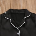 thumbnail image 6 of Musuos Toddler Baby Black Satin Pajamas, Casual Button Two-pieces Set, 6 of 9