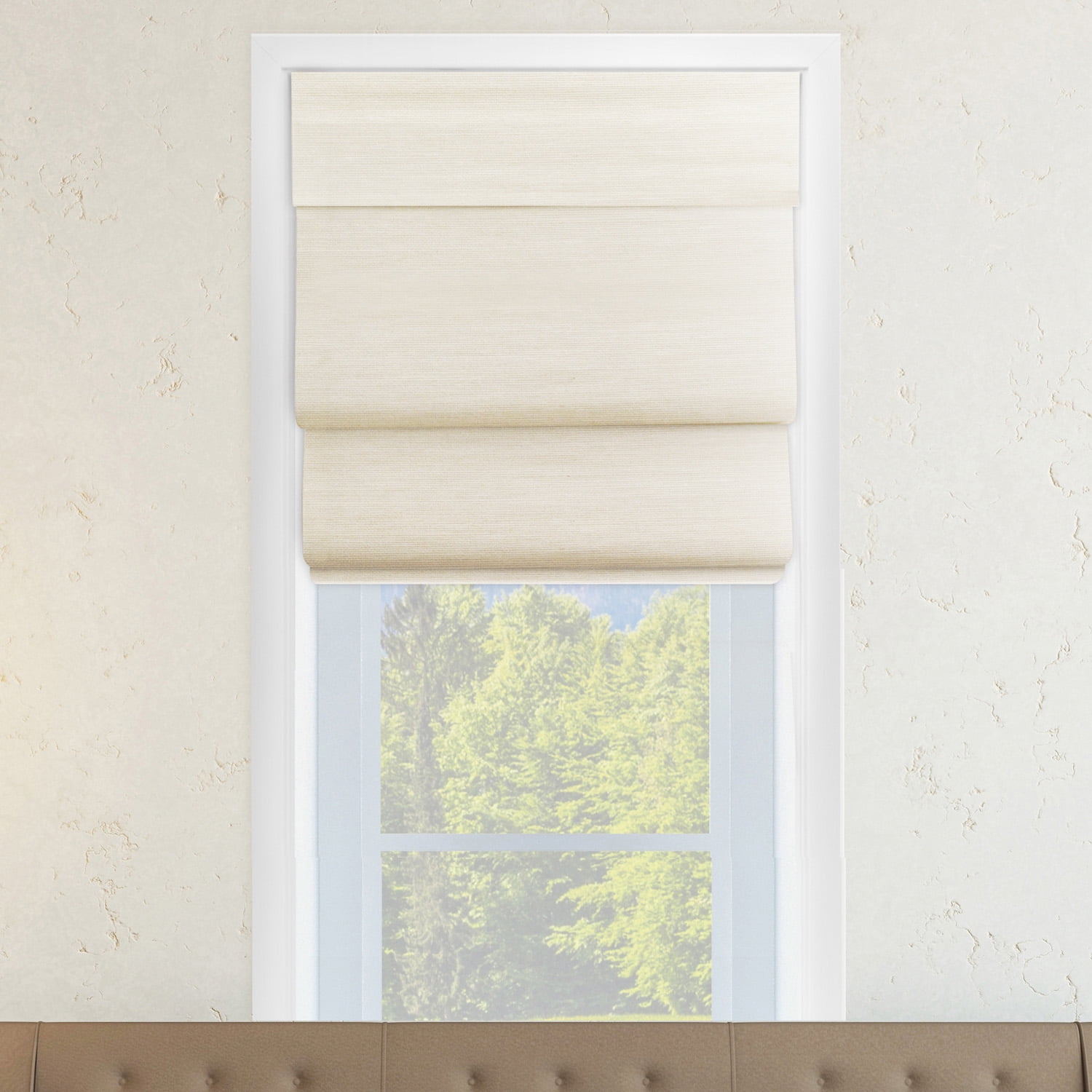 Chicology Privacy & Natural Woven Cordless Double Layered Roman Shades