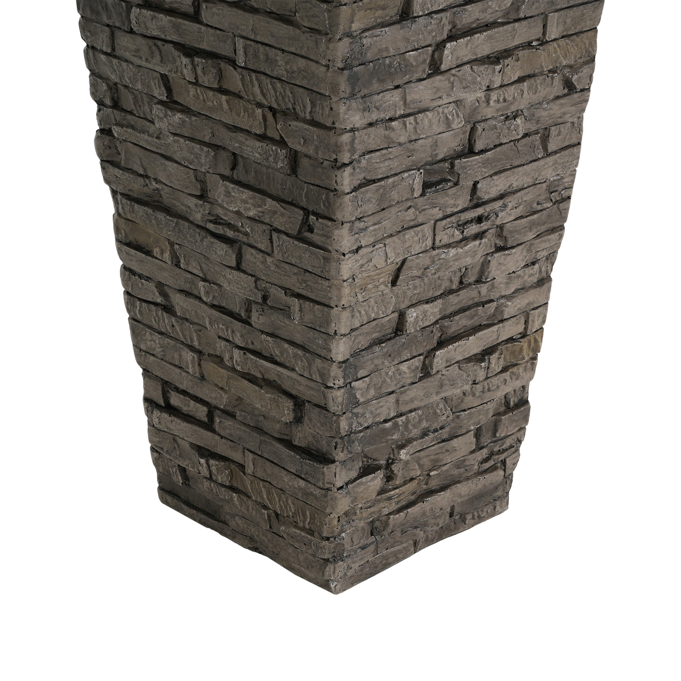 Christopher Knight Home 30" Tall MGO Indoor Outdoor Square Planter Pot with Stone-Effect, Gray
