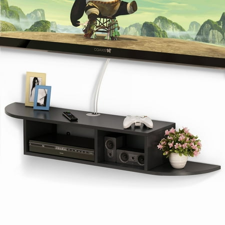 Tribesigns 2 Tier Modern Wall Mount Floating Shelf TV Console 43.3x9.4x7 inch for Cable Boxes/Routers/ Remotes/DVD Players/Game Consoles (Floating Shelves 10 Of The Best)