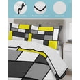 thumbnail image 4 of Quilts Full Size Bedding Set, Modern Geometric Yellow Black Lightweight Quilted Comforter, Abstract Minimalist Blocks Soft Reversible Bedspread Coverlet with Pillow Covers for All Season, 78" x 90", 4 of 7