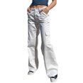 thumbnail image 2 of Blotona Women Cargo Pants Casual Solid Color Straight Wide Leg Low Waisted Baggy Jogger Workout Pants with Pockets, 2 of 6