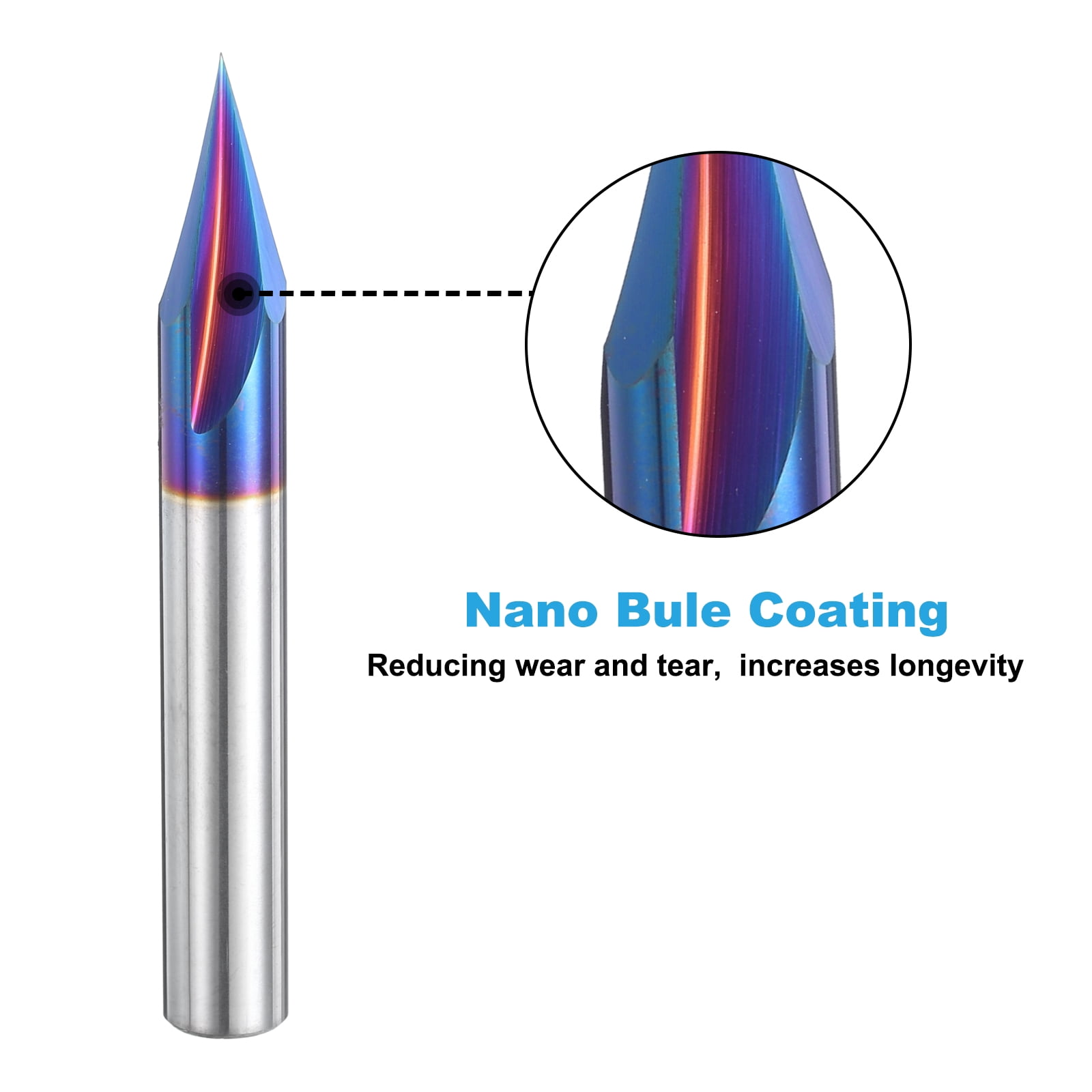 Uxcell 2Pcs 30 Degree V Groove Engraving Router Bits for CNC Tip and 3 Flutes 1/4 inch Shank Carving Bit Carbide End Mil