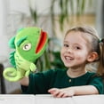 thumbnail image 3 of Chameleon hand puppet, soft lizard toy with movable jaw for kids, educational puppet toy for storytelling time, cute reptile roleplay for girls., 3 of 5