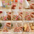 thumbnail image 4 of DIY Beaded Christmas Tree Craft Kit, Complete Tabletop Mini Xmas Tree Making Set with Foam , Pearl Beads, Pins & Star Topper, Handmade Holiday Decor for Ornament, Creative DIY Art Project-A, 4 of 5
