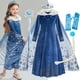 thumbnail image 3 of Disfraz de Elsa, reina de las nieves de Disney para niñas, vestido de Elsa, traje de cosplay de Frozen, disfraz de princesa de las nieves, traje de fiesta de cumpleaños de Halloween, 3 of 5