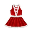thumbnail image 5 of YIZYIF Kids Girls Santa Claus Costume Velvet Shiny Sequins Ballerina Leotard Dress Hollow Back Figure Roller Skating Dress Red 12, 5 of 7