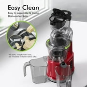 SiFENE Cold Press Juicer Machine, 200W Masticating Juicer with Wide Feed Chute, Easy to Clean, High Juice Yield, Quiet Operation, Slow Juicer for Fruits & Vegetables, Countertop Use, Red