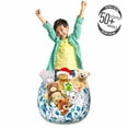 thumbnail image 3 of Floral Storage Toy Bag Chair, Oriental Themed Pattern of Tulips and Leaves Folkloric Swirls Rounds, Stuffed Animal Organizer Washable Bag, Large Size, Turquoise and Sky Blue, by Ambesonne, 3 of 3
