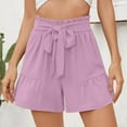 thumbnail image 2 of AGWOLF Casual Shorts for Women Summer Loose Comfy Ruffled Hem Beach Shorts High Waisted Wide Leg Lounge Short Pants, 2 of 7