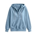 thumbnail image 4 of Qgtaibl Womens Oversized Sweatshirts Button V Neck Raglan Long Sleeve Casual Hoodies Drawstring Kangaroo Pocket Pullover Tops Sky Blue S, 4 of 7