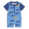 thumbnail image 4 of JUMEYU Baby Boy Swimsuit with Bucket Hat Boys One Piece Rash Guard Swimsuit Kid Water Sport Swimsuit UPF 50+ Sun Protection Bathing Suits 3t 4t (Blue,3-4 Years), 4 of 7