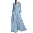 thumbnail image 2 of Miqool Women's Casual Maxi Dress Puff Long Sleeve Stand Collar Button Front Flowy Loose Fit Long Dress with Pockets, 2 of 7