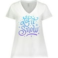 thumbnail image 3 of Inktastic Winter Let It Snow Lettering in Blue with Snowflakes Women's Plus Size V-Neck T-Shirt, 3 of 5