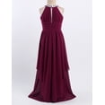 thumbnail image 3 of Alvivi Kids Flower Girls Long Wedding Bridesmaid Dress Juniors Chiffon Pageant Party Evening Prom Gowns Burgundy 16, 3 of 7