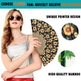 thumbnail image 4 of 1pc Hand Fan Flower Design Sunflower Helianthus Annuus Foldable 23cm 9inch with Bamboo Rib and Cotton Pouch, 4 of 5