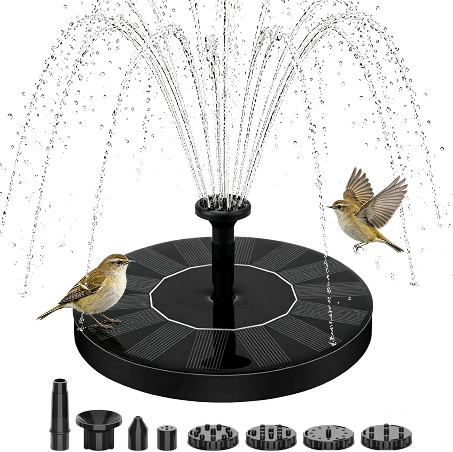 2026 New Solar Fountain for Bird Bath, Floating Mini Solar Water Fountain with 6 Nozzles for Garden, Pond, Pool, and Outdoor