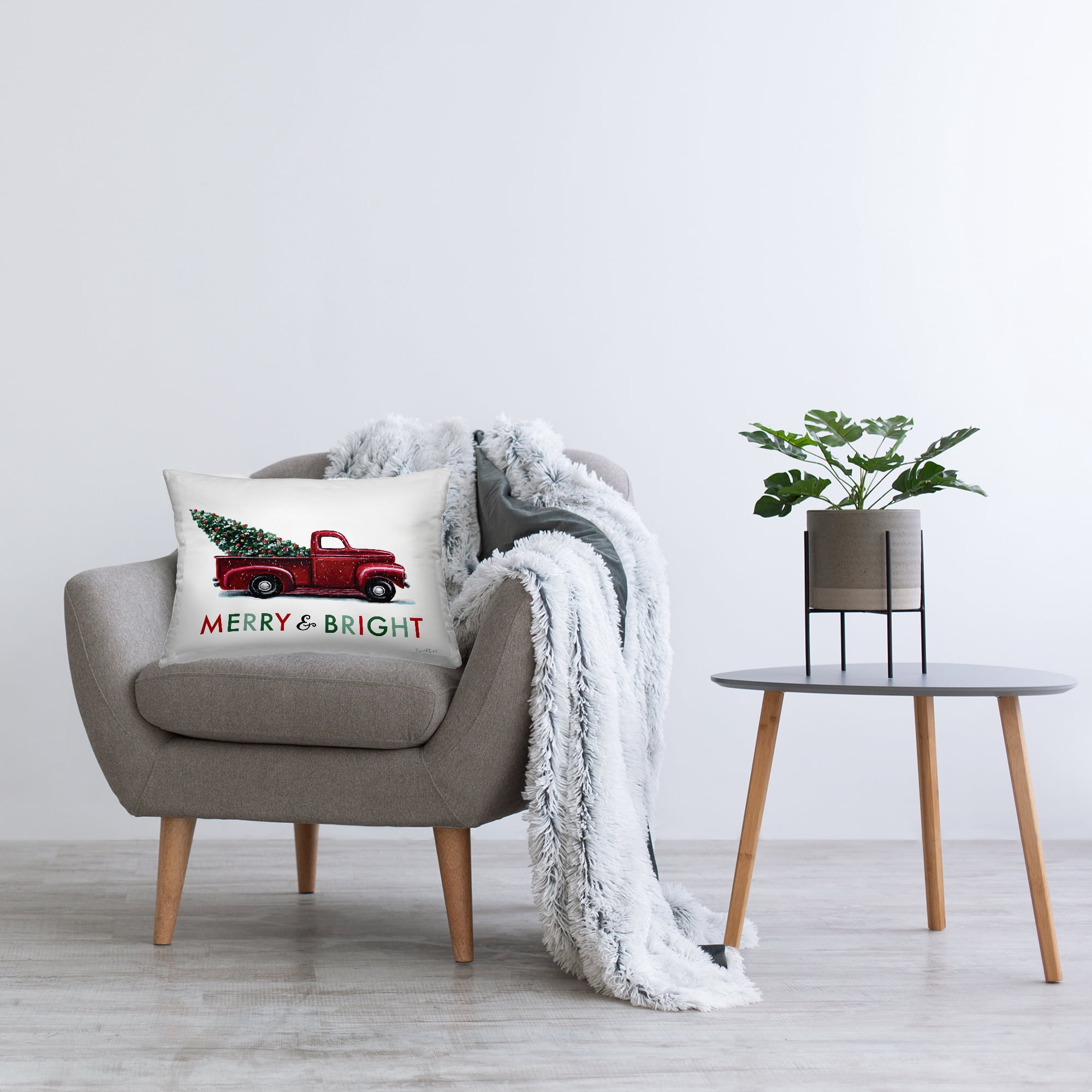 Stupell Industries Merry Bright Christmas Truck Decorative Printed Throw Pillow, 14 x 20