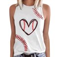thumbnail image 1 of Mujeres camisetas sin mangas Dressy Casual Camiseta sin mangas con estampado de béisbol informal de verano para mujer, camiseta sin mangas con cuello redondo (White, XXL), 1 of 5