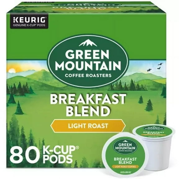 Green Mountain Coffee Roasters Light Roast Coffee Pods, Breakfast Blend, 80 Ct