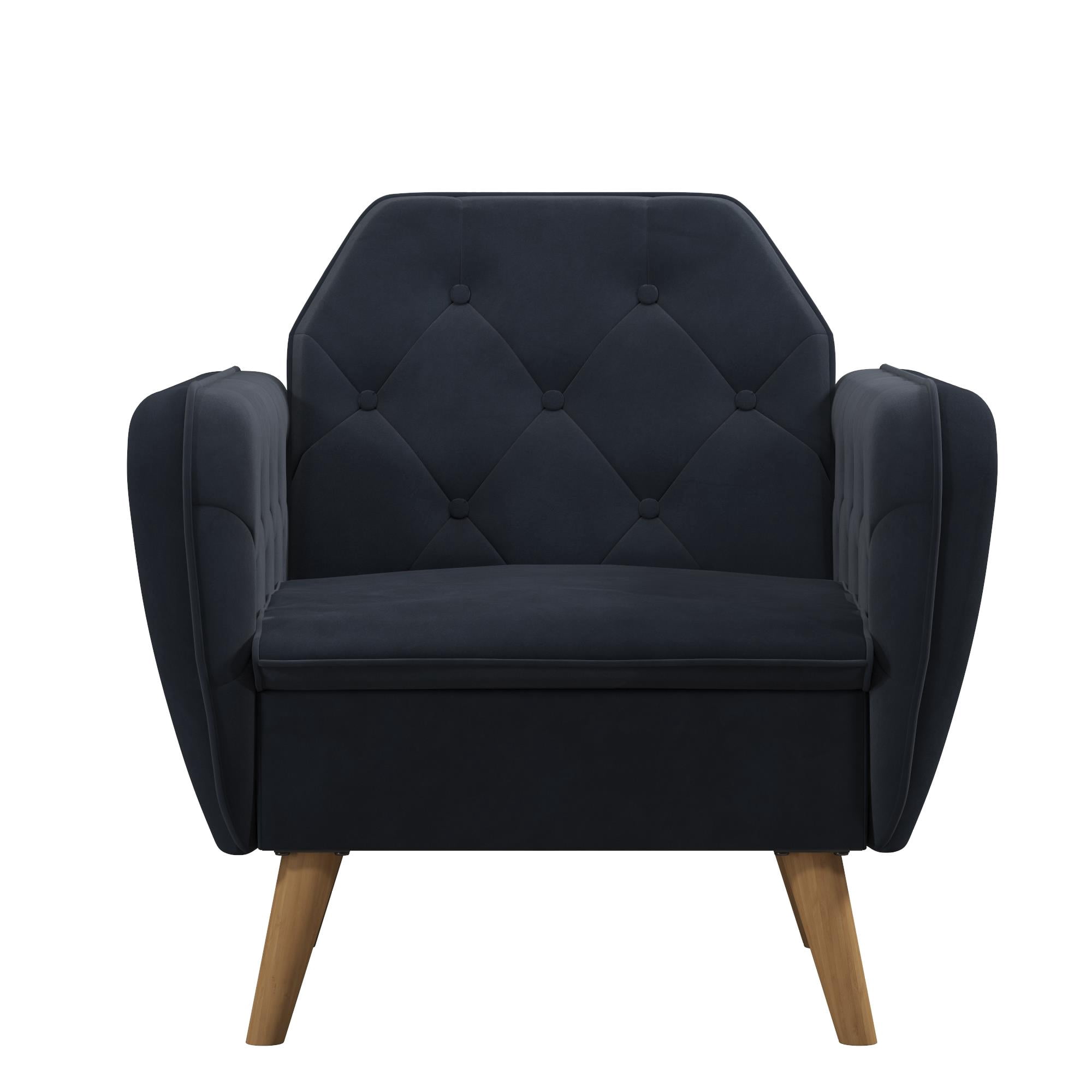 Novogratz Teresa Memory Foam Accent Chair, Living Room Furniture, Blue Velvet