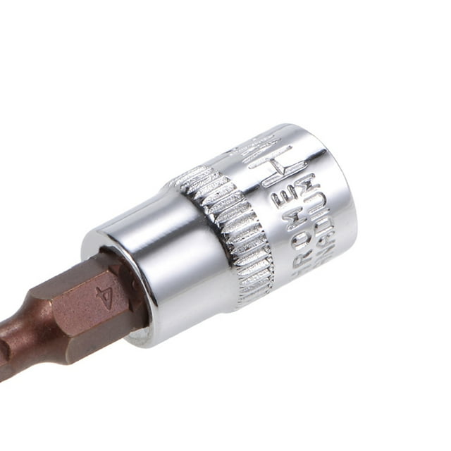 Unique Bargains 2 Pcs 1/4 Inch Drive x 4mm Hex Bit Socket, Standard Metric, S2 & Cr-V Steel