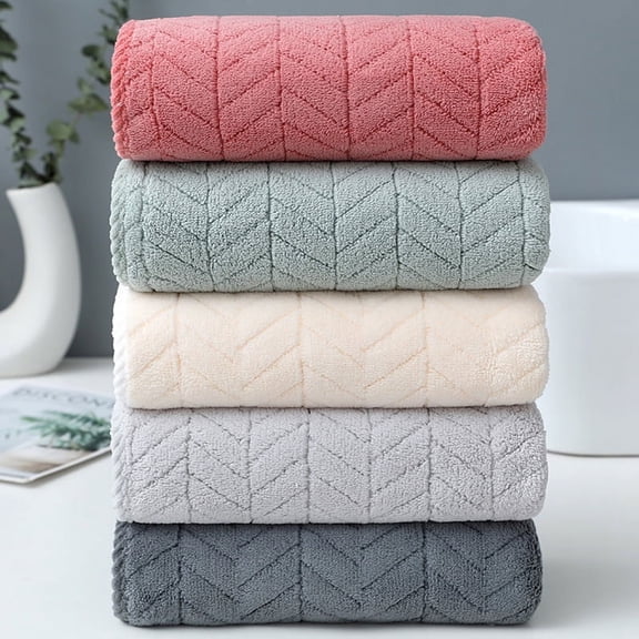 5PCS Bath Towels Quickly-Dry & Highly Absorbent Towels for Bathroom Hotel Travel, Striped Pattern Towel, Soft Bathroom Towels 13x29 Inch