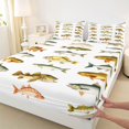 thumbnail image 4 of Castle Fairy Classic Illustrated Trout Bass Bed Sheets 4-Piece,Fishing Wildlife Grid Pattern Full Size Sheets,Khaki Tan,1 Fitted Sheet,1 Flat Sheet and 2 Pillowcases, 4 of 6