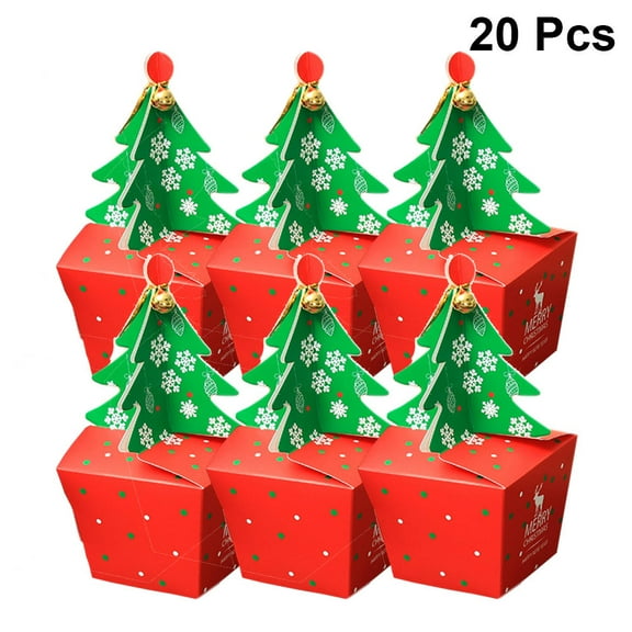 COMPUKAS 20Pcs Red Square Paper Candy Box for New Year Boxes For Chocolates Empty