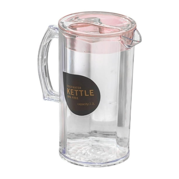 Jarra de agua Jarra de agua Hogar transparente de verano fácil de limpiar con jarra de nevera de tapa para bebidas Lemonade Refrigerator Jugo Ronda de rosa