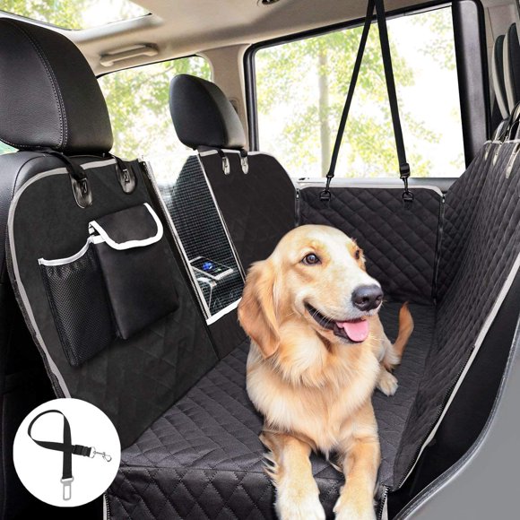 Impermeable Dog Seat Cover with Viewing Window, Protection for Car and SUV Back Seats (146 x 136cm, Black)