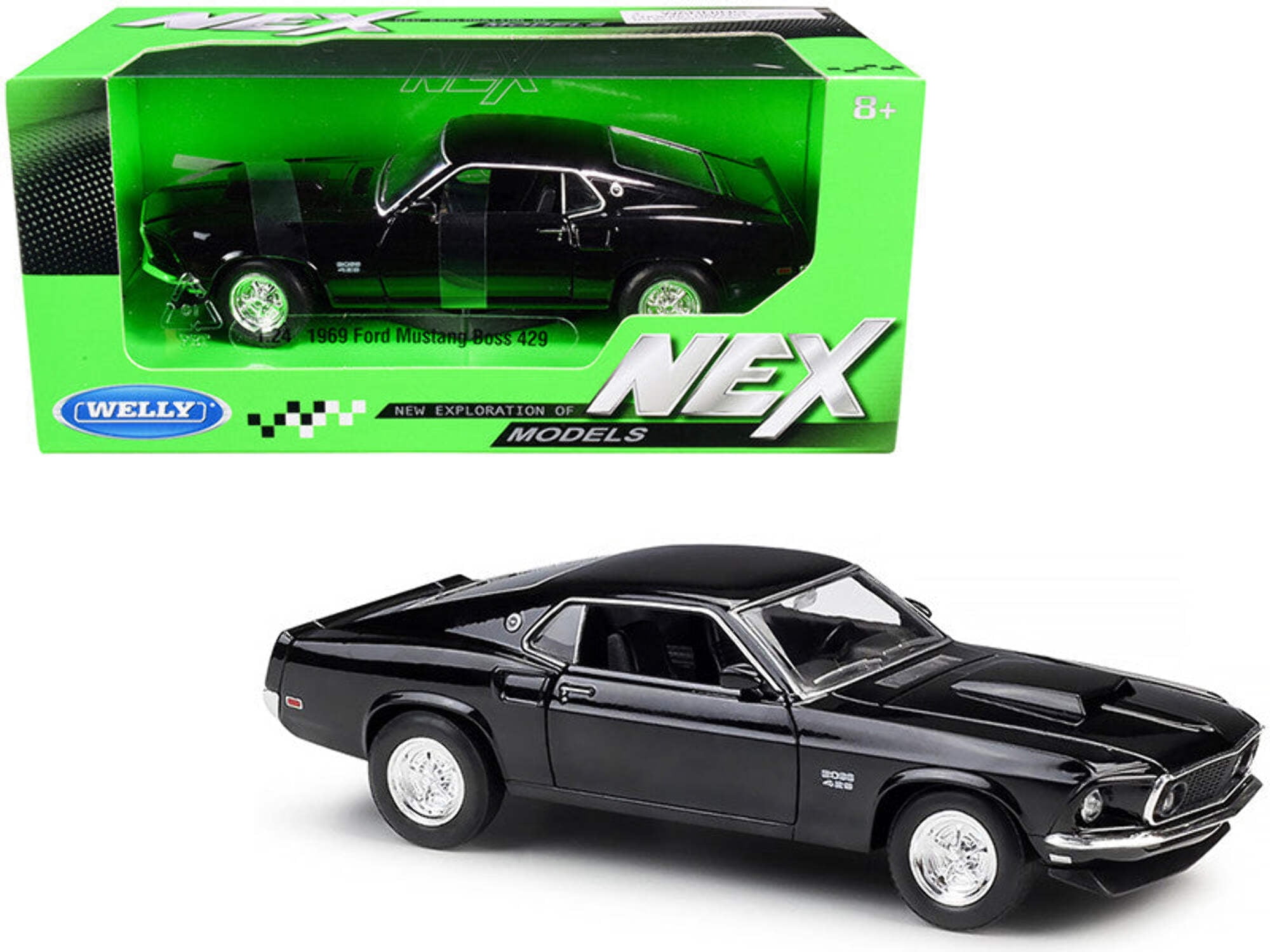 1/24 1969 Ford Mustang Boss 429 （カスタム品） 1/24 Welly FX 1969 Ford Mustang Boss 429 (Black) Diecast Car