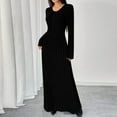 thumbnail image 3 of Women's Sweater Dress Knit Dress V-Neck Long Sleeve Single Breasted Button Elegant Maxi Dress for Spring Fall Casual,Black,L, 3 of 6