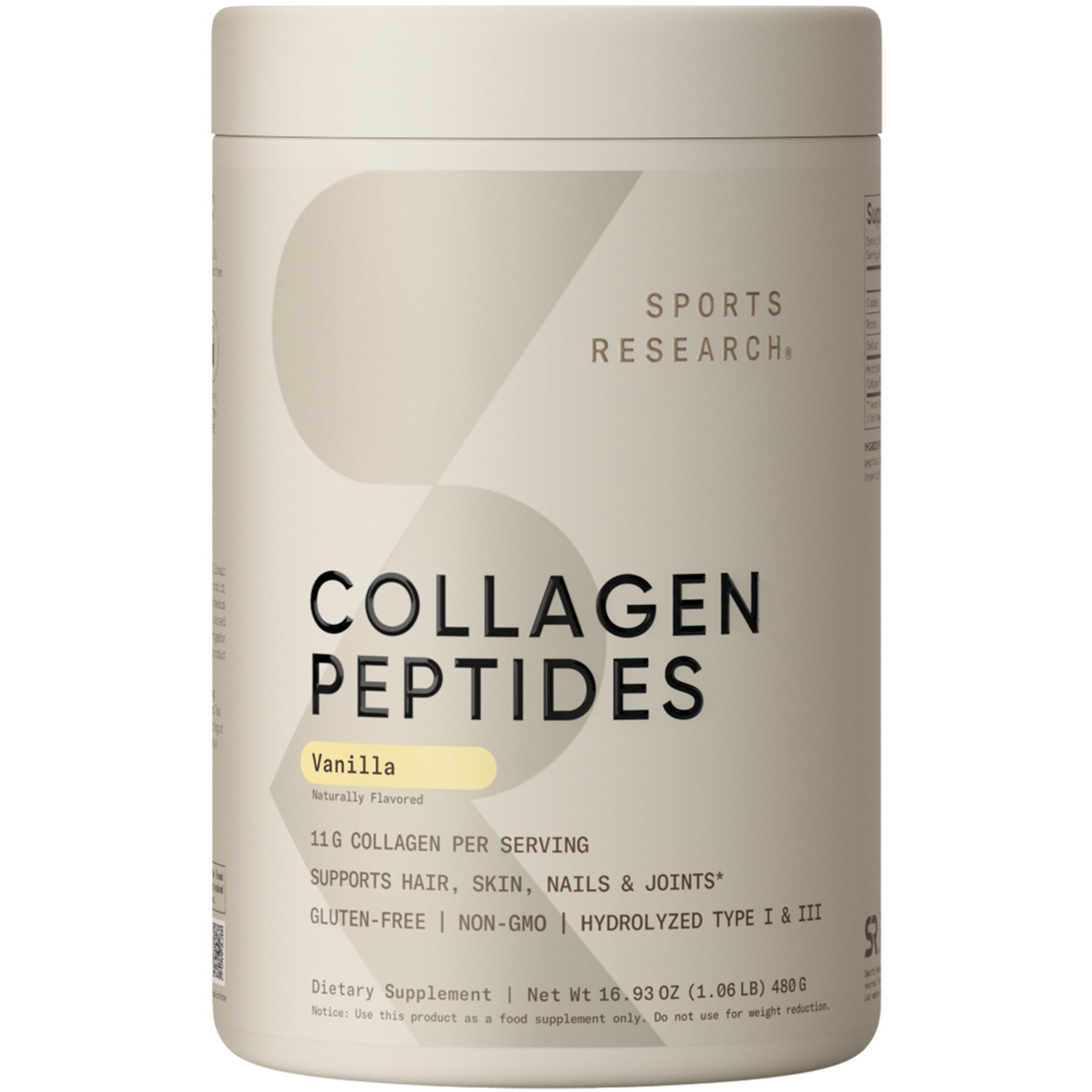 Sports Research® Collagen Peptides Protein Powder, Vanilla (16.93oz)