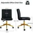 thumbnail image 2 of SSyao Armless Vanity Chair with Wheels, Computer Rolling Desk Chair with Back Soft Velvet Height Adjustable Gold Metal Base Swivel Stool Chairs-Black, 2 of 9